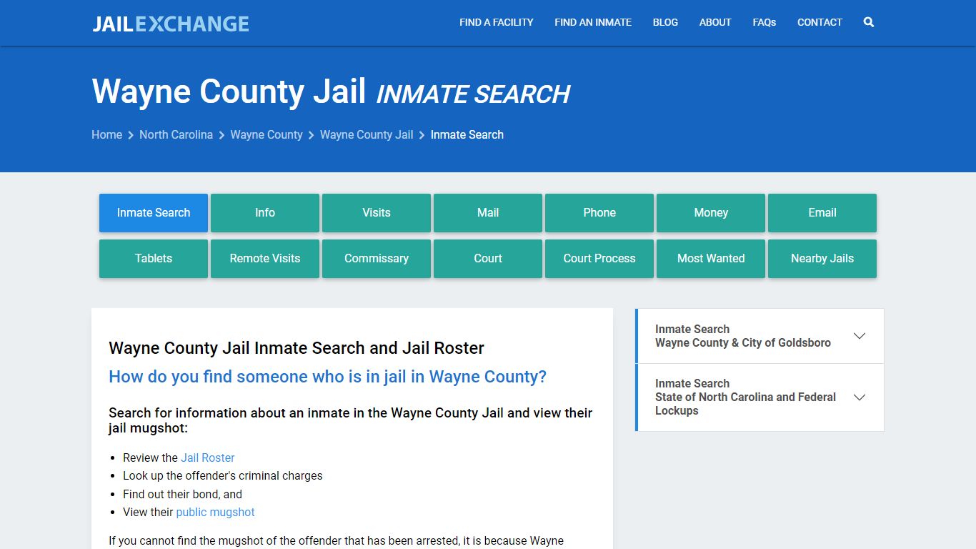 Inmate Search: Roster & Mugshots - Wayne County Jail, NC