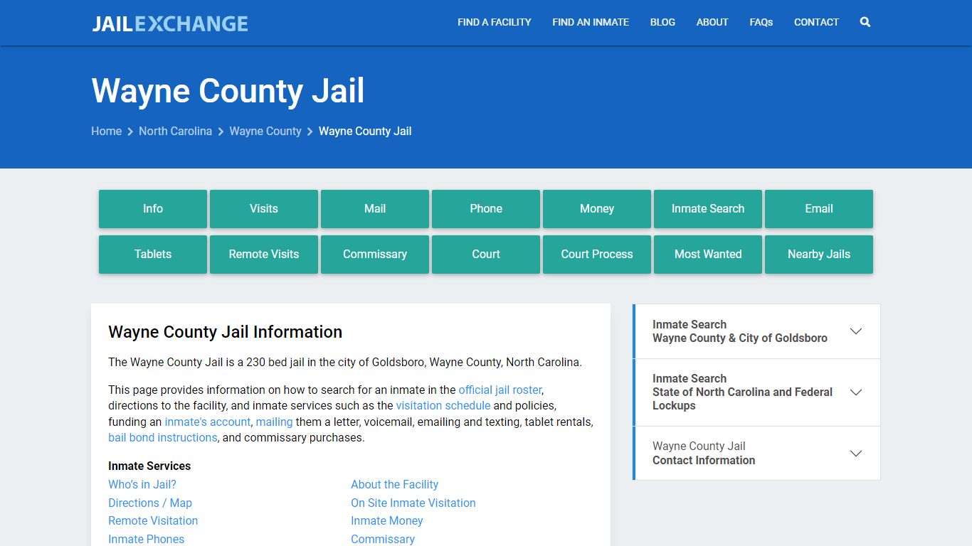 Wayne County Jail, NC Inmate Search, Information